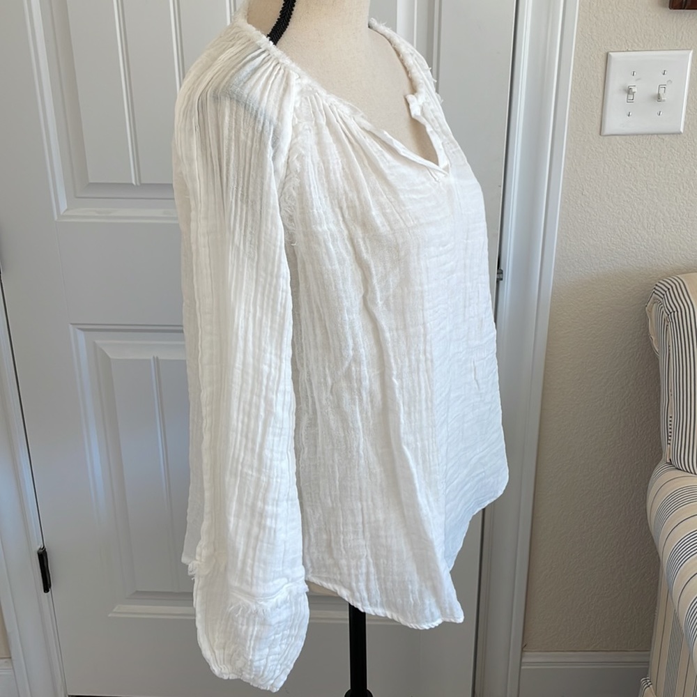 Red Haute 100% Cotton Long Sleeve Oversized Pullover Top White Size Smal…